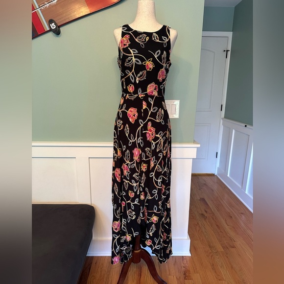 Nicole Miller Black Embroidered High Low Dress - Picture 1 of 10